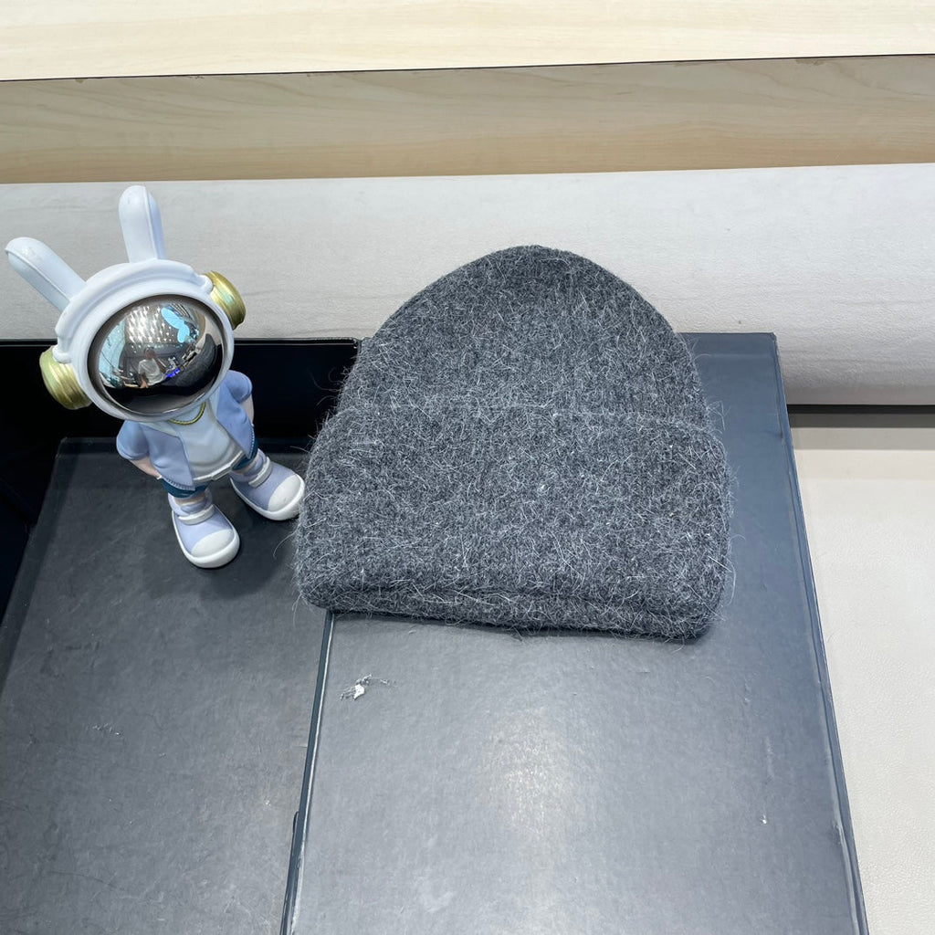MONCLER BEANIE HAT IN GRAPHITE GRAY WOOL 438121