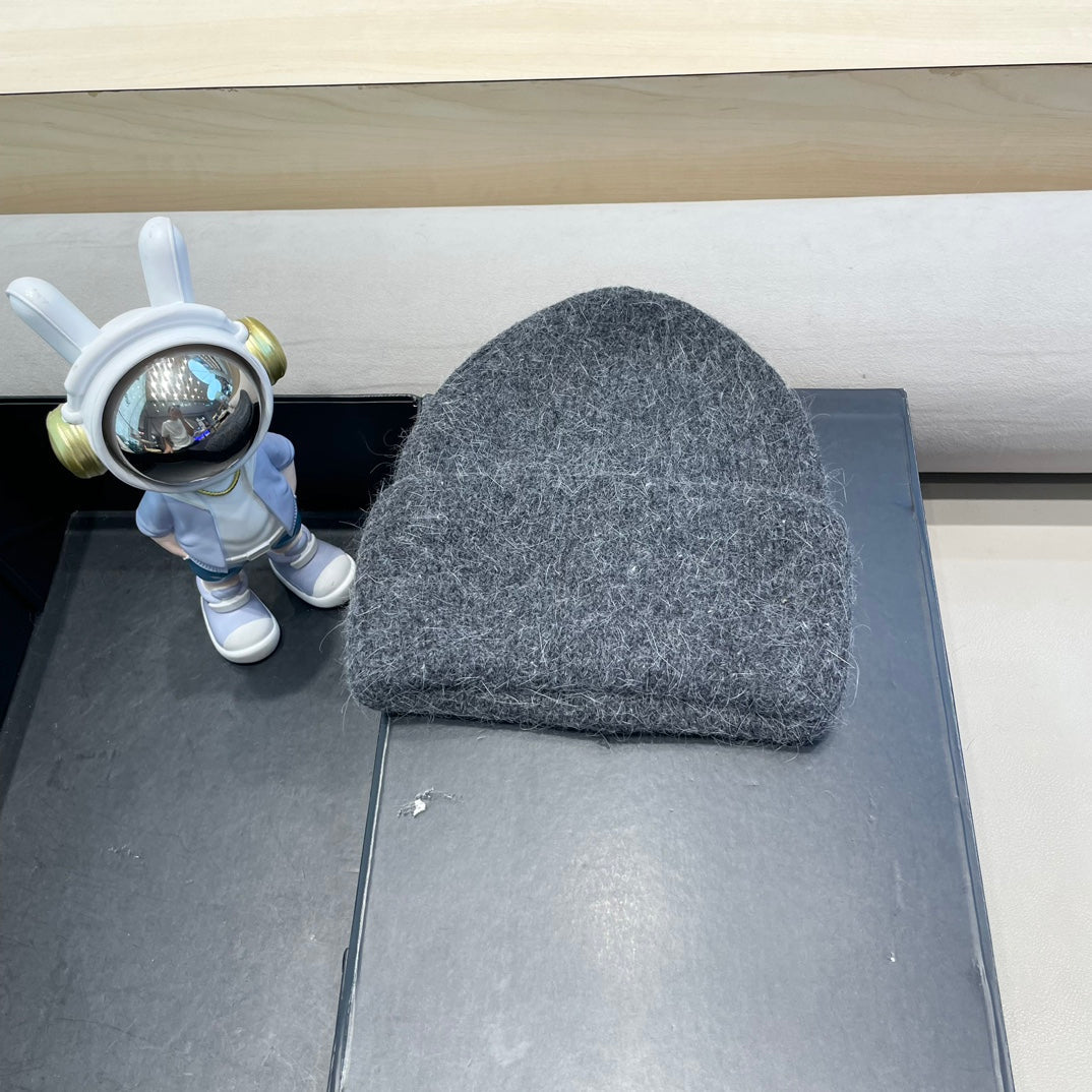 MONCLER BEANIE HAT IN GRAPHITE GRAY WOOL 438121