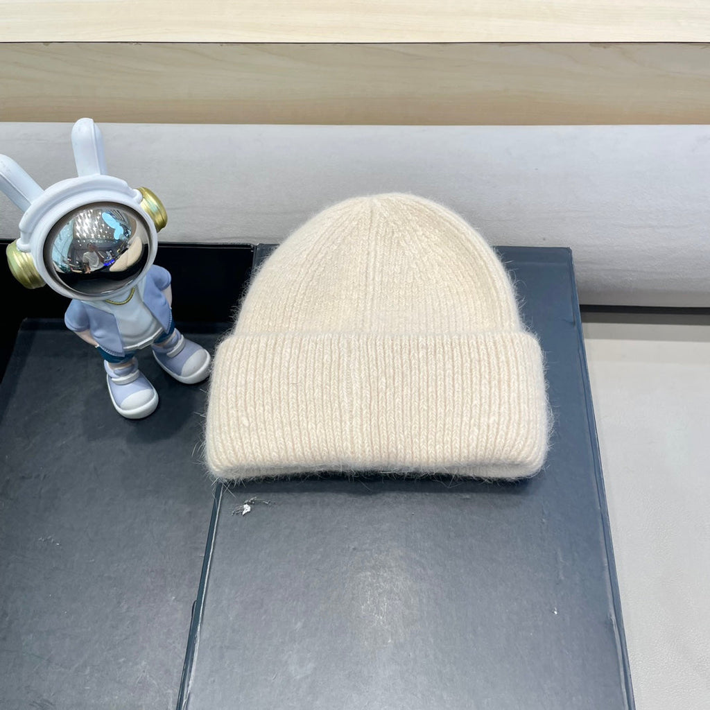 MONCLER BEANIE HAT IN BISQUE BEIGE WOOL 438122
