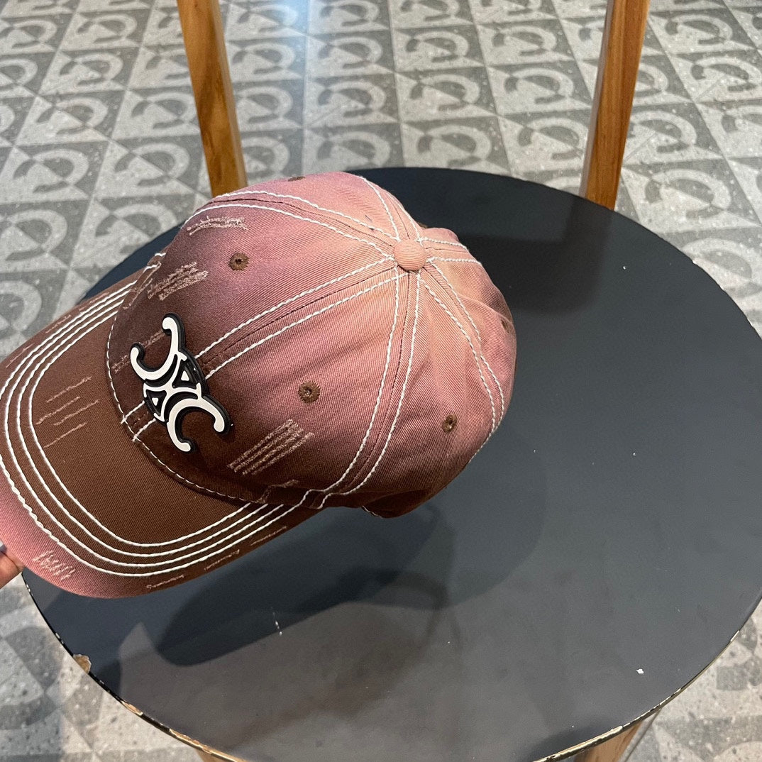 CELINE BASEBALL CAP MODEL 650511 IN BROWN TO PINK OMBRE COTTON