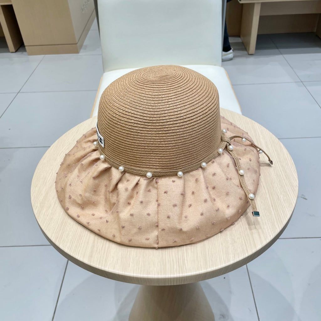 CHANEL WIDE BRIM HAT IN BROWN STRAW 673032