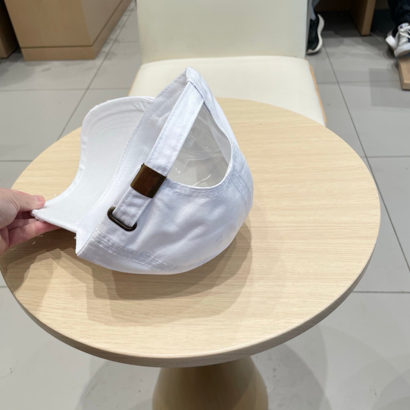 MIU MIU MM DISTRESSED FABRIC BASEBALL CAP IN WHITE WITH EMBROIDERED LOGO