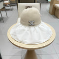 CELINE WIDE BRIM HALF HEAD HAT MODEL 650677 IN BEIGE MESH FABRIC
