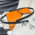 HERMES ROULIS SILVER BUCKLE & REVERSIBLE BLACK LEATHER STRAP 13MM
