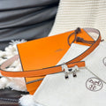 HERMES ROULIS SILVER BUCKLE & REVERSIBLE ORANGE LEATHER STRAP 13MM