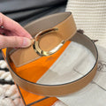 HERMES LUCK BELT GOLD BUCKLE & REVERSIBLE PEANUT BROWN LEATHER STRAP 38MM