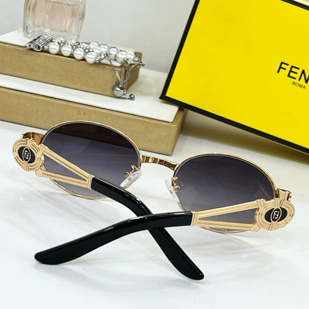 FENDI FIRST CRYSTAL CHUNKY OVAL FRAME SUNGLASSES SL7040 IN METAL