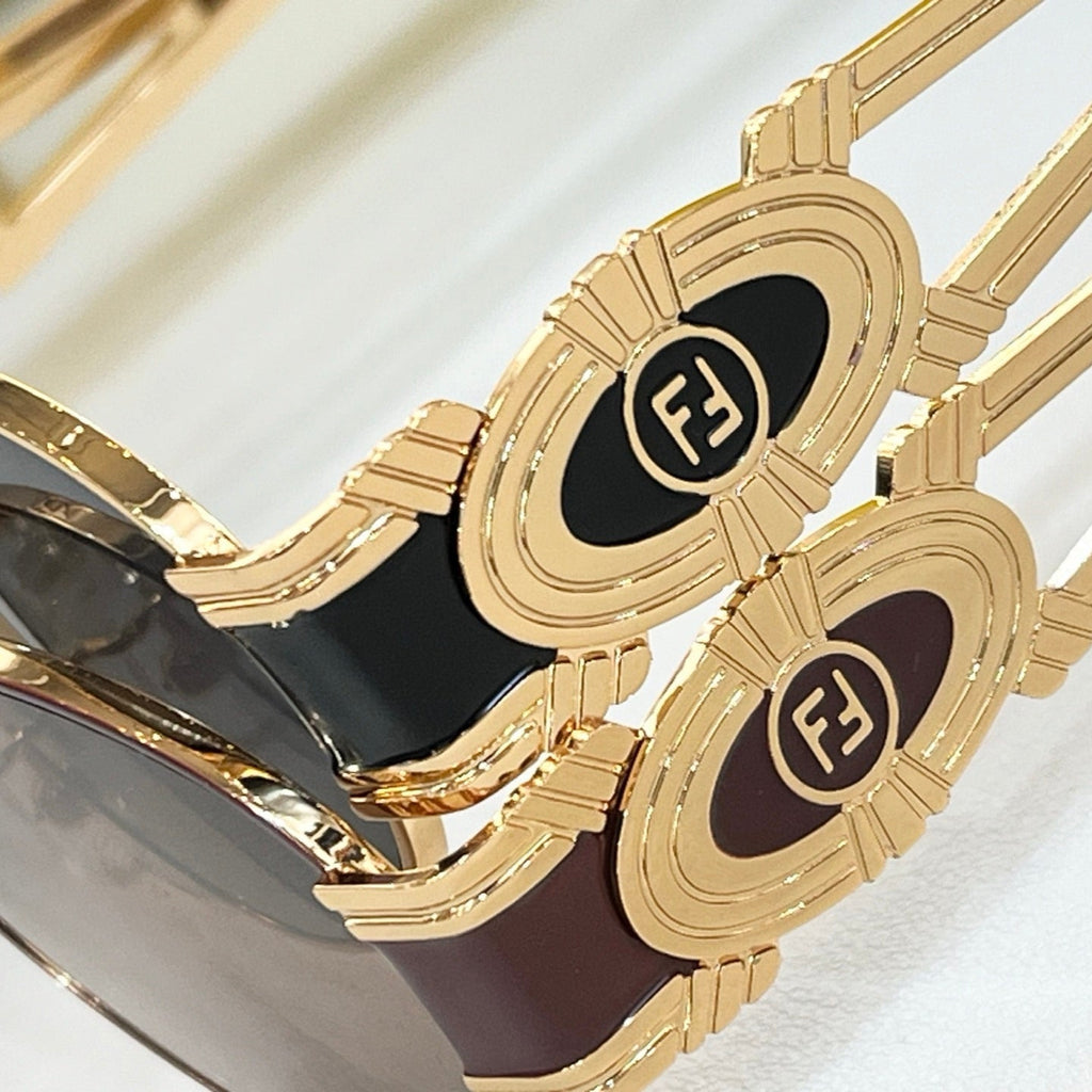 FENDI FIRST CRYSTAL CHUNKY OVAL FRAME SUNGLASSES SL7040 IN METAL