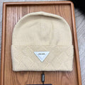 PRADA BEANIE HAT IN BISQUE BEIGE WOOL AND RABBIT FUR 436397