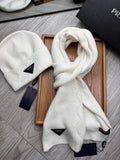 PRADA SET SCARF AND HAT IN WHITE WOOL AND RABBIT FUR 397408