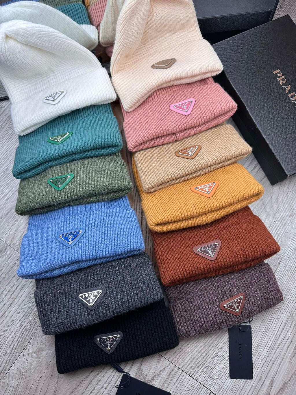 PRADA BEANIE HAT IN DOGGER BLUE WOOL 332396