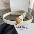CELINE TRIOMPHE BELT 24MM IN WHITE CALFSKIN WITH GOLD BUCKLE
