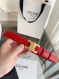 CELINE TRIOMPHE BELT 24MM IN RED CALFSKIN WITH GOLD BUCKLE
