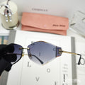 MIU MIU LOGO SUNGLASSES 68043 IN GOLD METAL GREY LENS