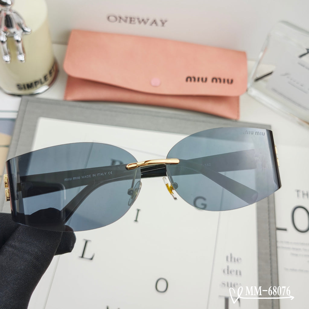 MIU MIU LOGO SUNGLASSES 68076 IN BLACK ACETATE