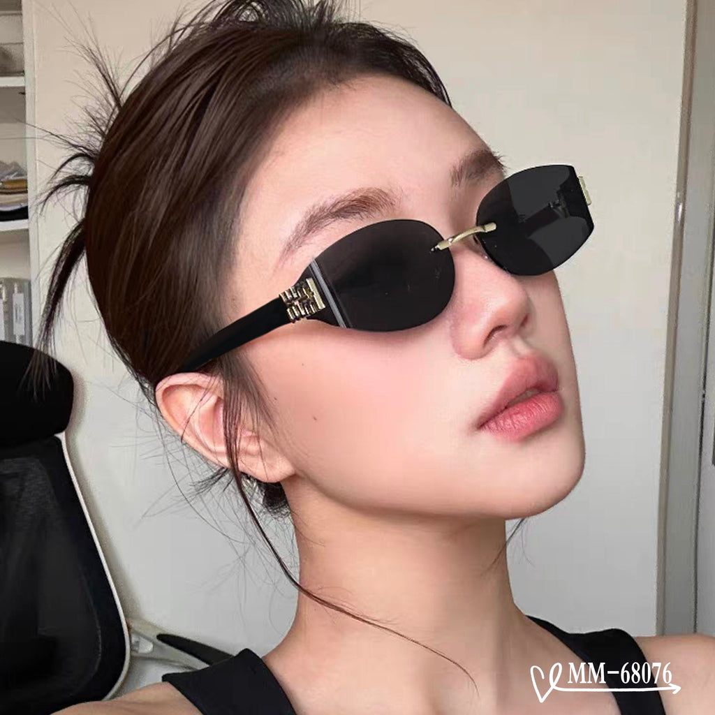 MIU MIU LOGO SUNGLASSES 68076 IN BLACK ACETATE
