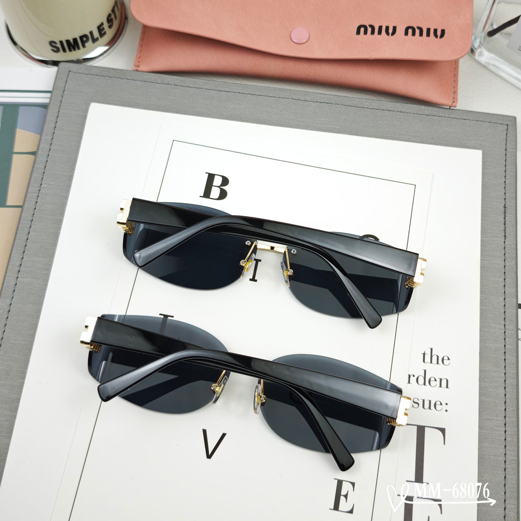 MIU MIU LOGO SUNGLASSES 68076 IN BLACK ACETATE