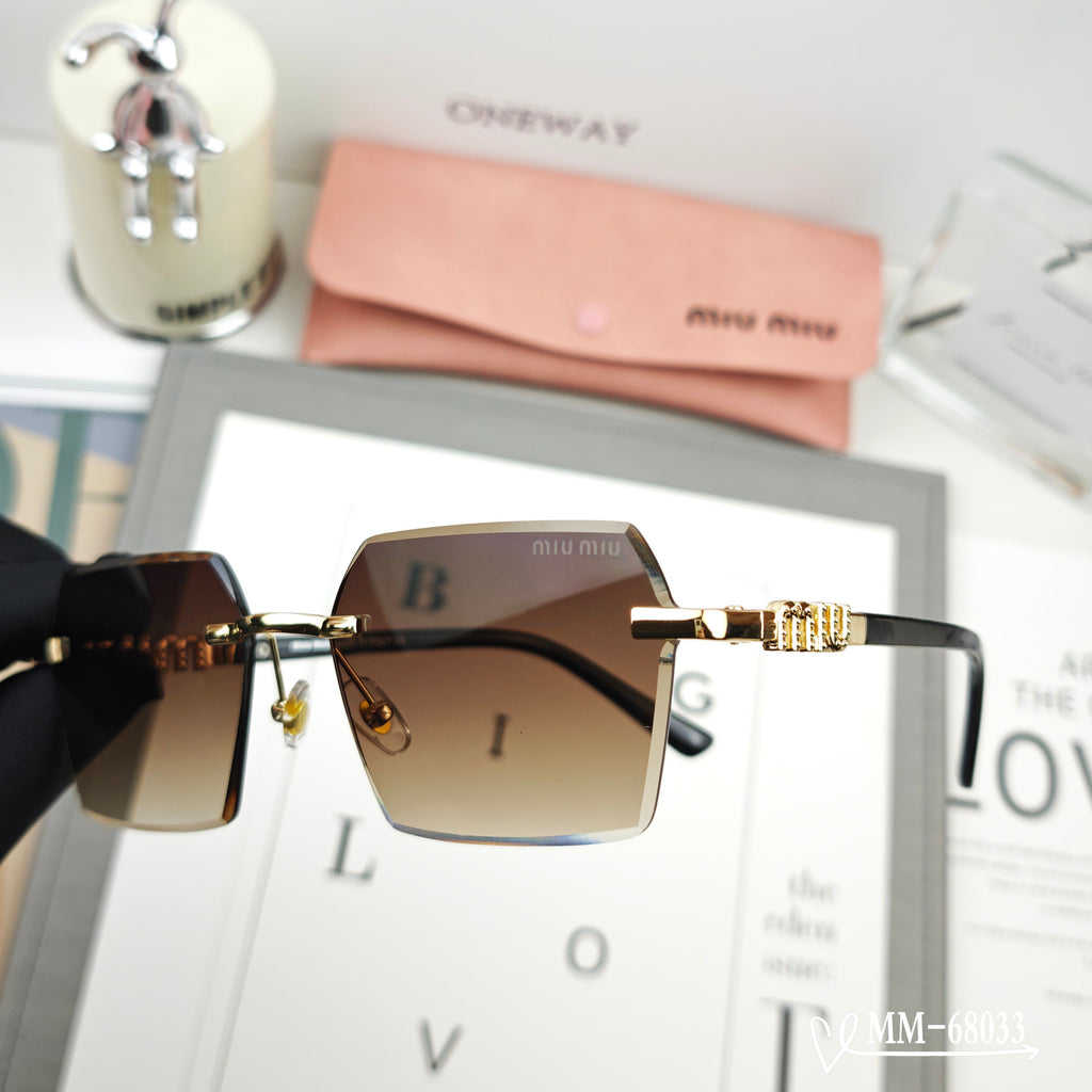 MIU MIU LOGO SQUARE SUNGLASSES 68033 IN METAL
