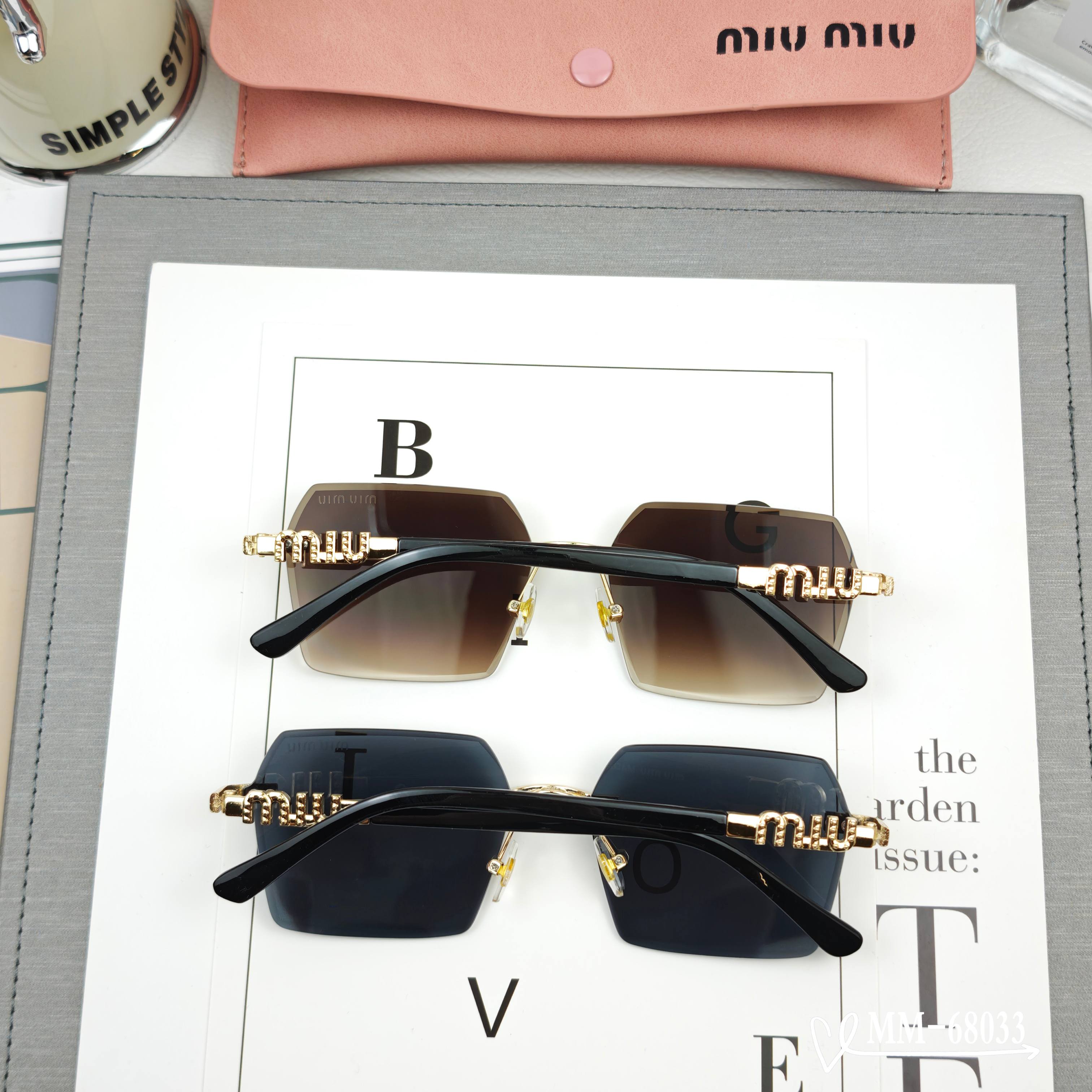 MIU MIU LOGO SQUARE SUNGLASSES 68033 IN METAL