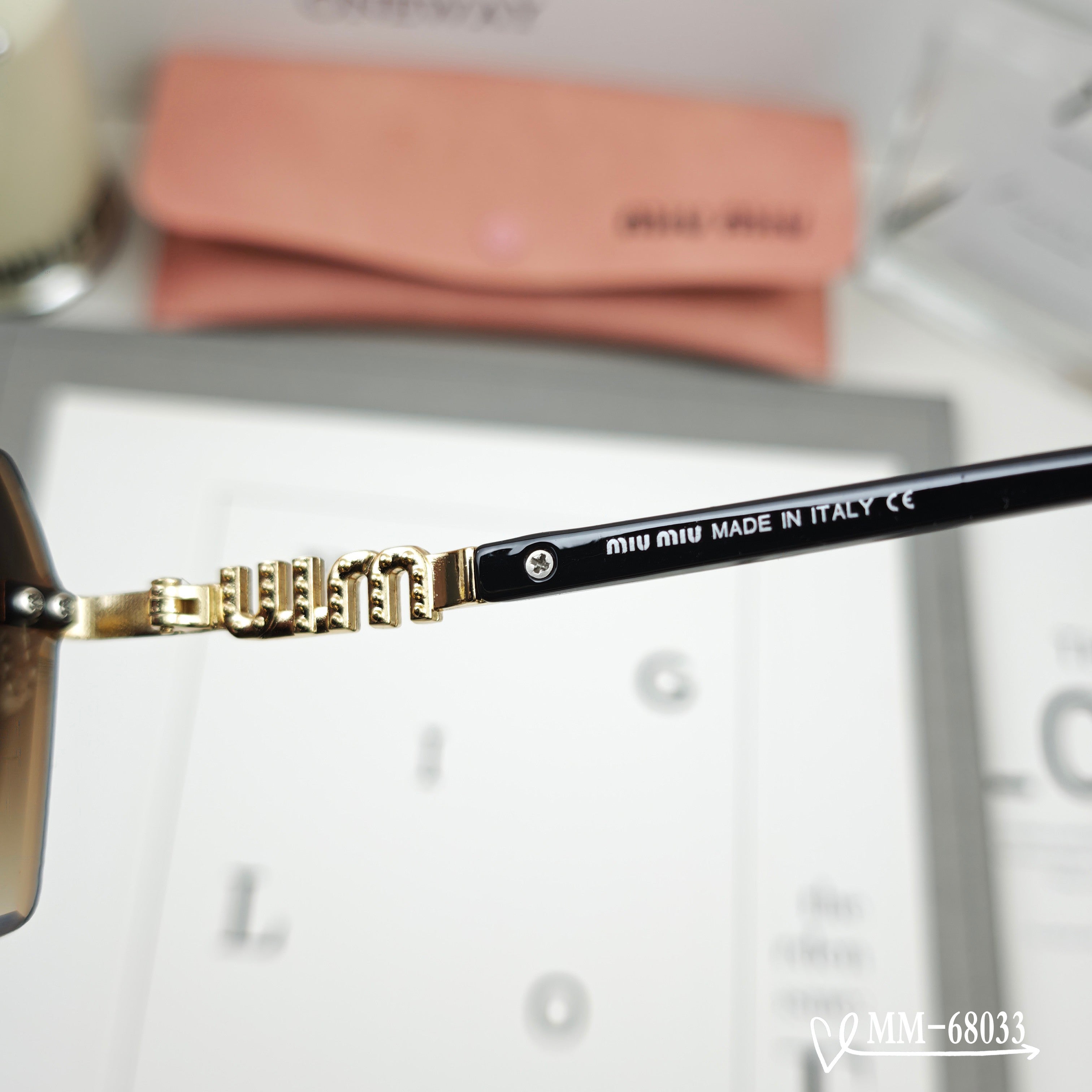 MIU MIU LOGO SQUARE SUNGLASSES 68033 IN METAL