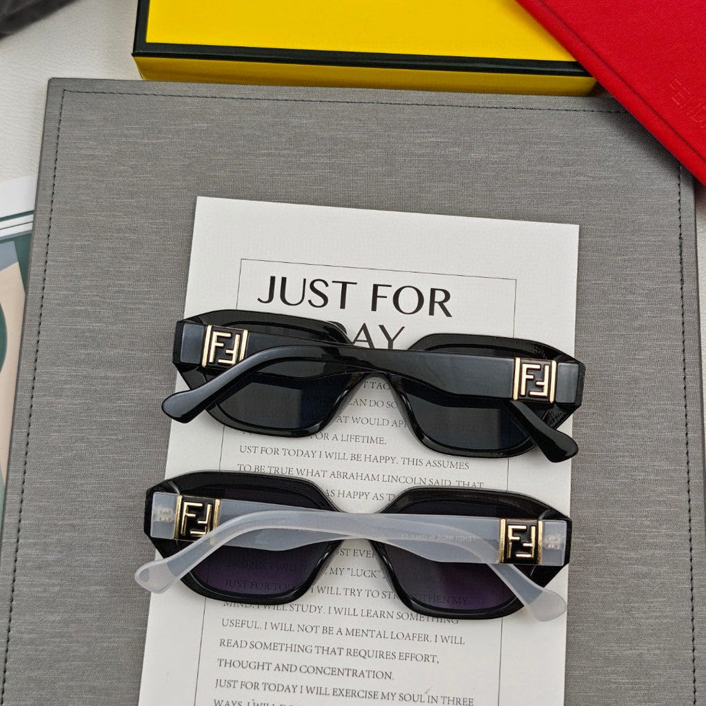 FENDI EMBOSSED FF PATTERN ROMA RECTANGULAR FRAME SUNGLASSES 58033 IN ACETATE