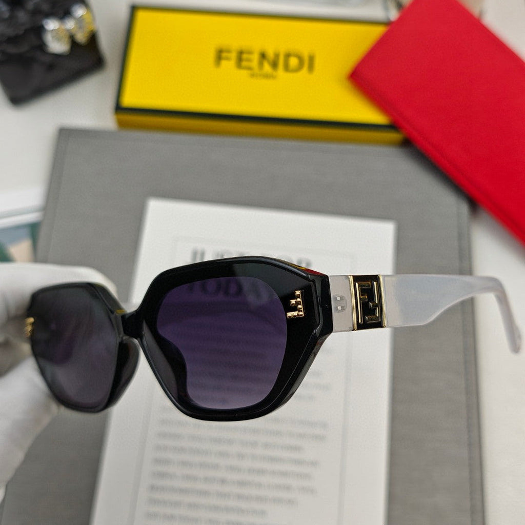 FENDI EMBOSSED FF PATTERN ROMA RECTANGULAR FRAME SUNGLASSES 58033 IN ACETATE