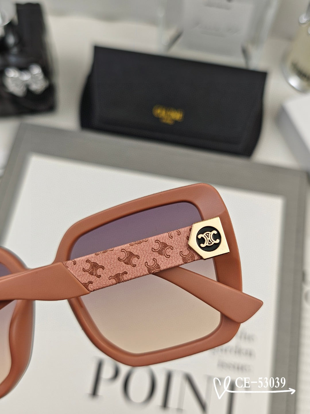 CELINE TRIOMPHE SQUARE SUNGLASSES 53039 IN ACETATE