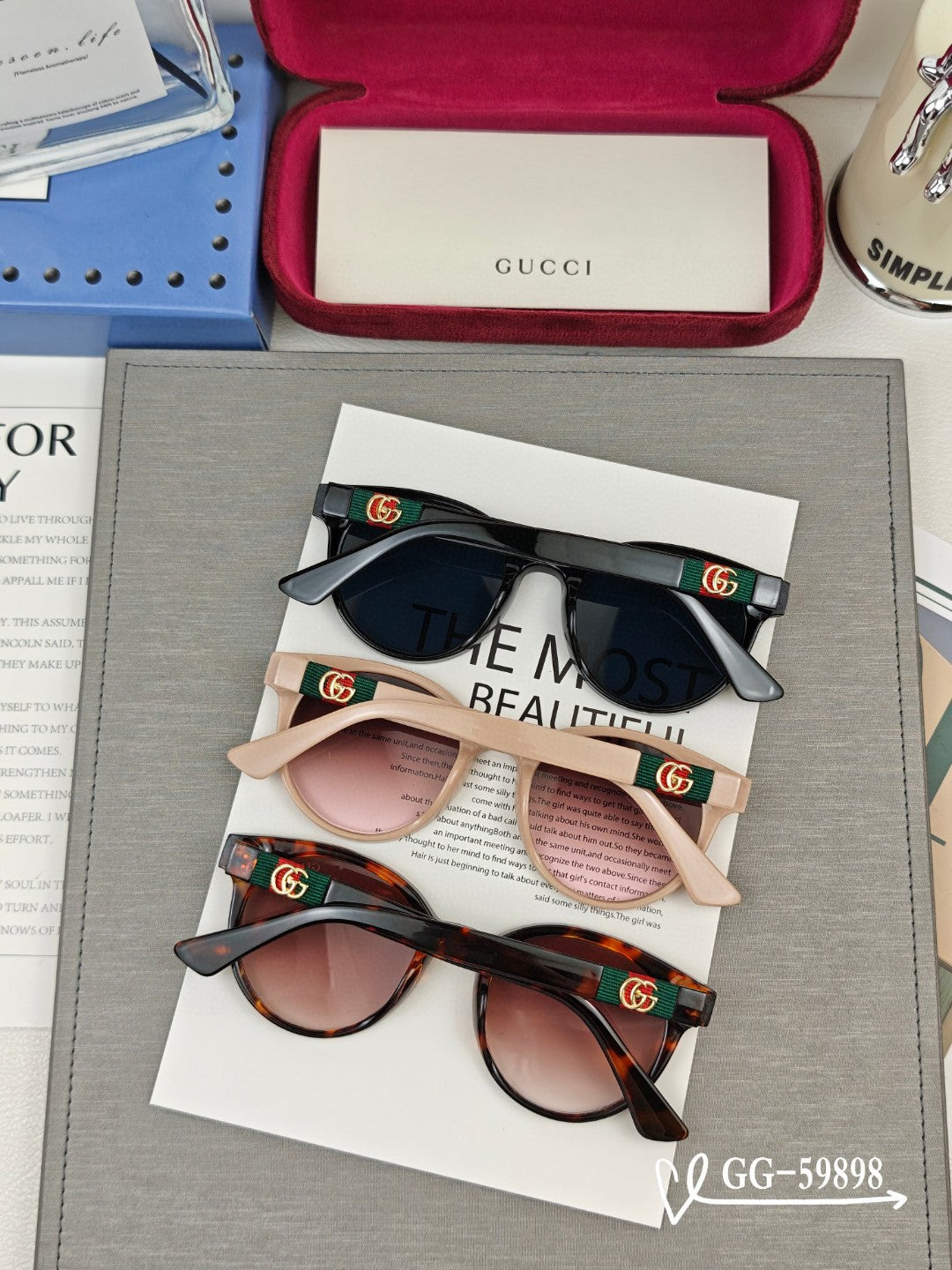 GUCCI ROUND FRAME SUNGLASSES 59898 IN ACETATE