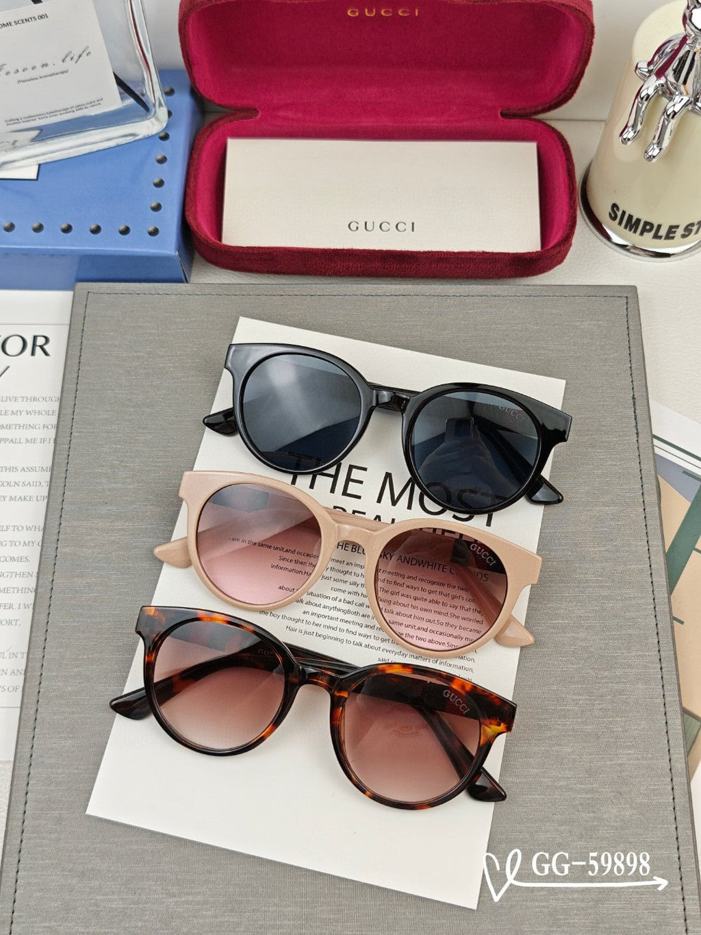 GUCCI ROUND FRAME SUNGLASSES 59898 IN ACETATE