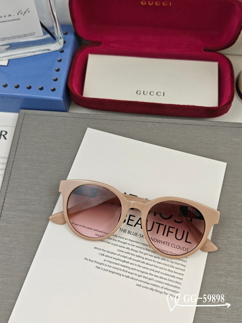 GUCCI ROUND FRAME SUNGLASSES 59898 IN ACETATE
