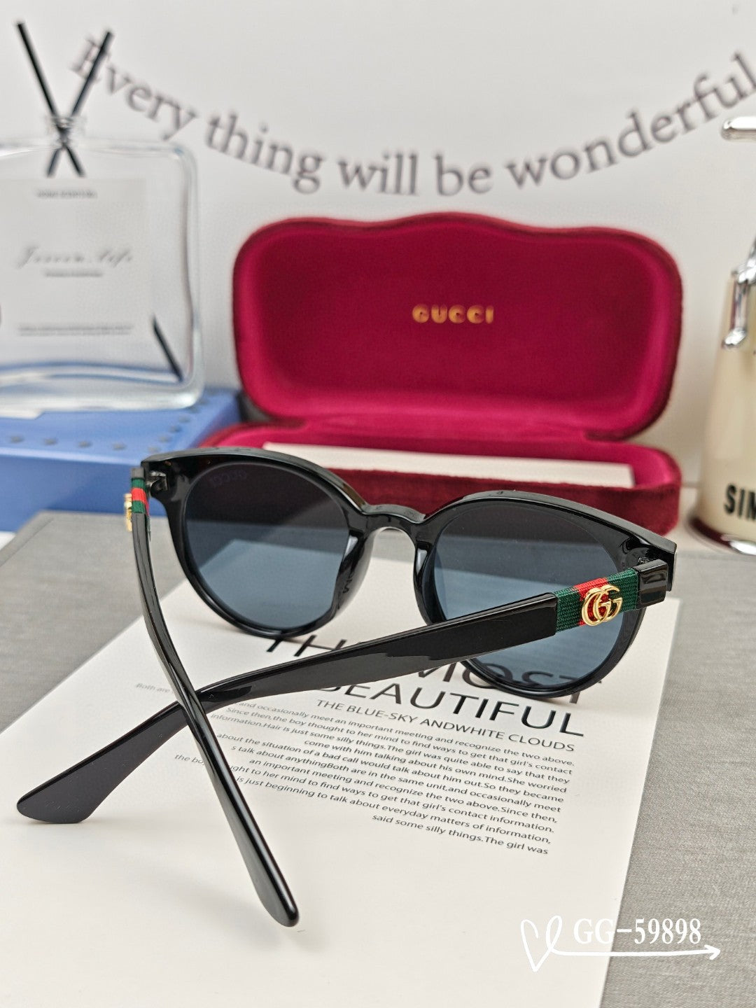 GUCCI ROUND FRAME SUNGLASSES 59898 IN ACETATE