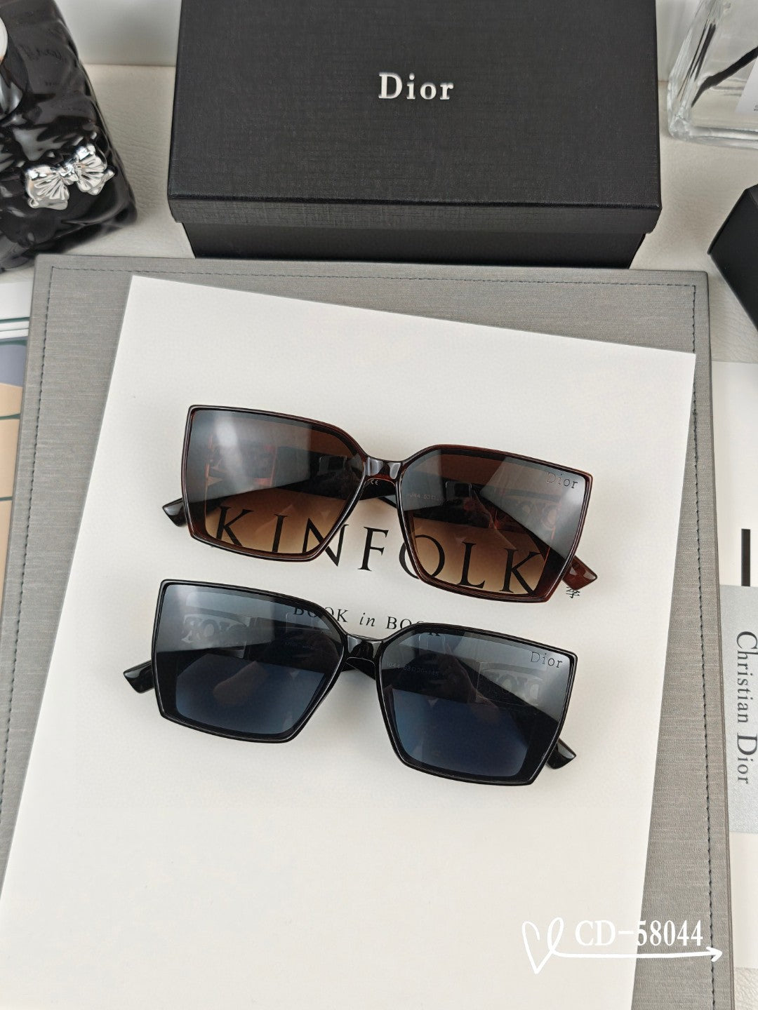 DIOR MONTAIGNE SQUARE SUNGLASSES 58044 IN ACETATE