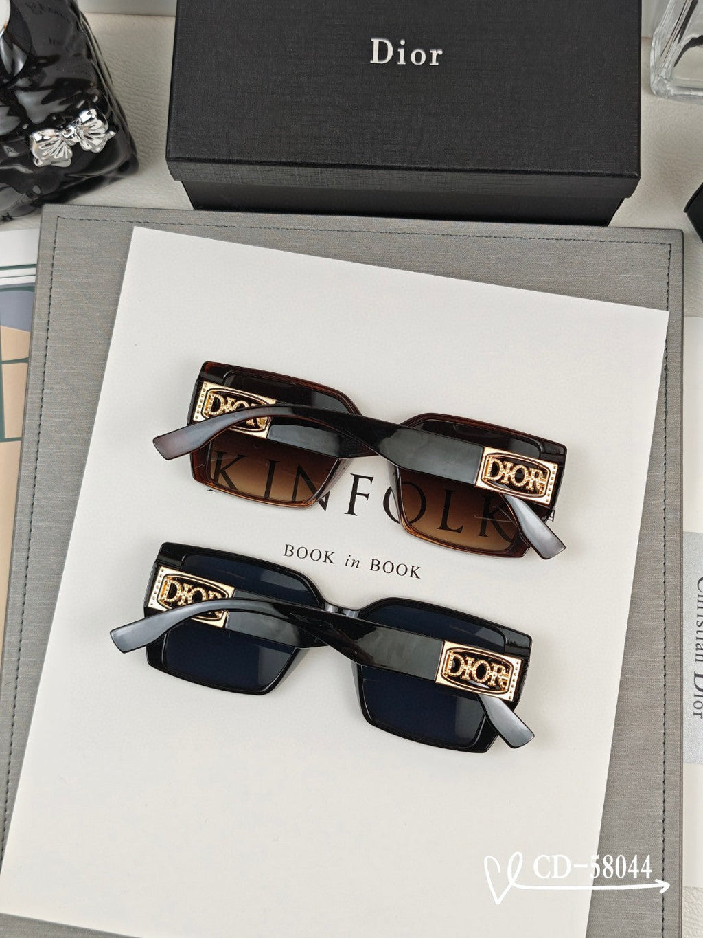 DIOR MONTAIGNE SQUARE SUNGLASSES 58044 IN ACETATE