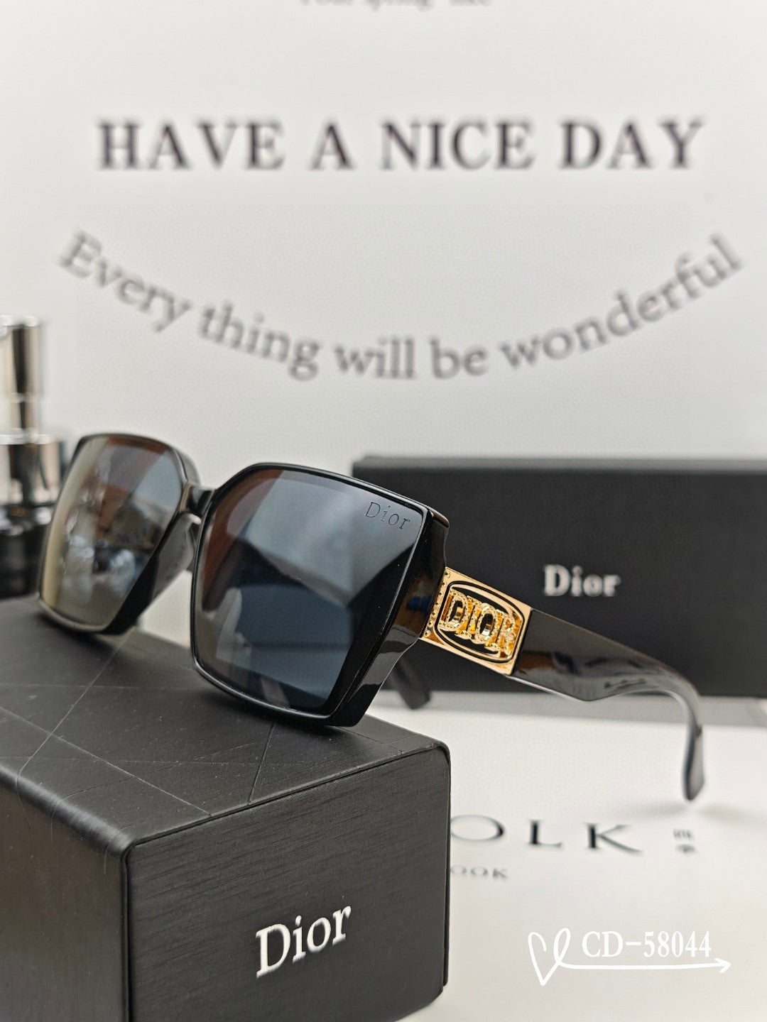 DIOR MONTAIGNE SQUARE SUNGLASSES 58044 IN ACETATE