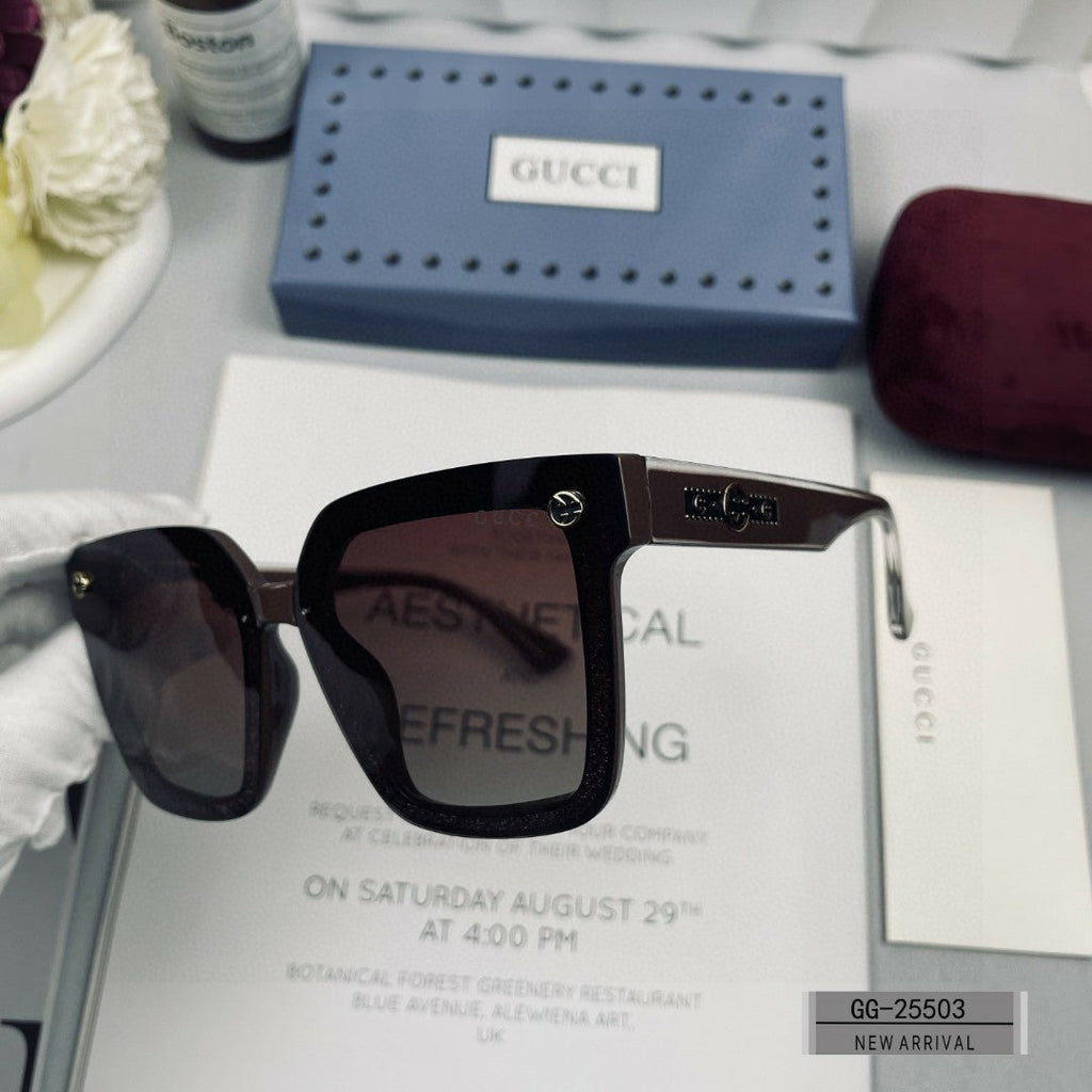 GUCCI EMBOSSED LOGO SQUARE FRAME SUNGLASSES 25503 IN ACETATE