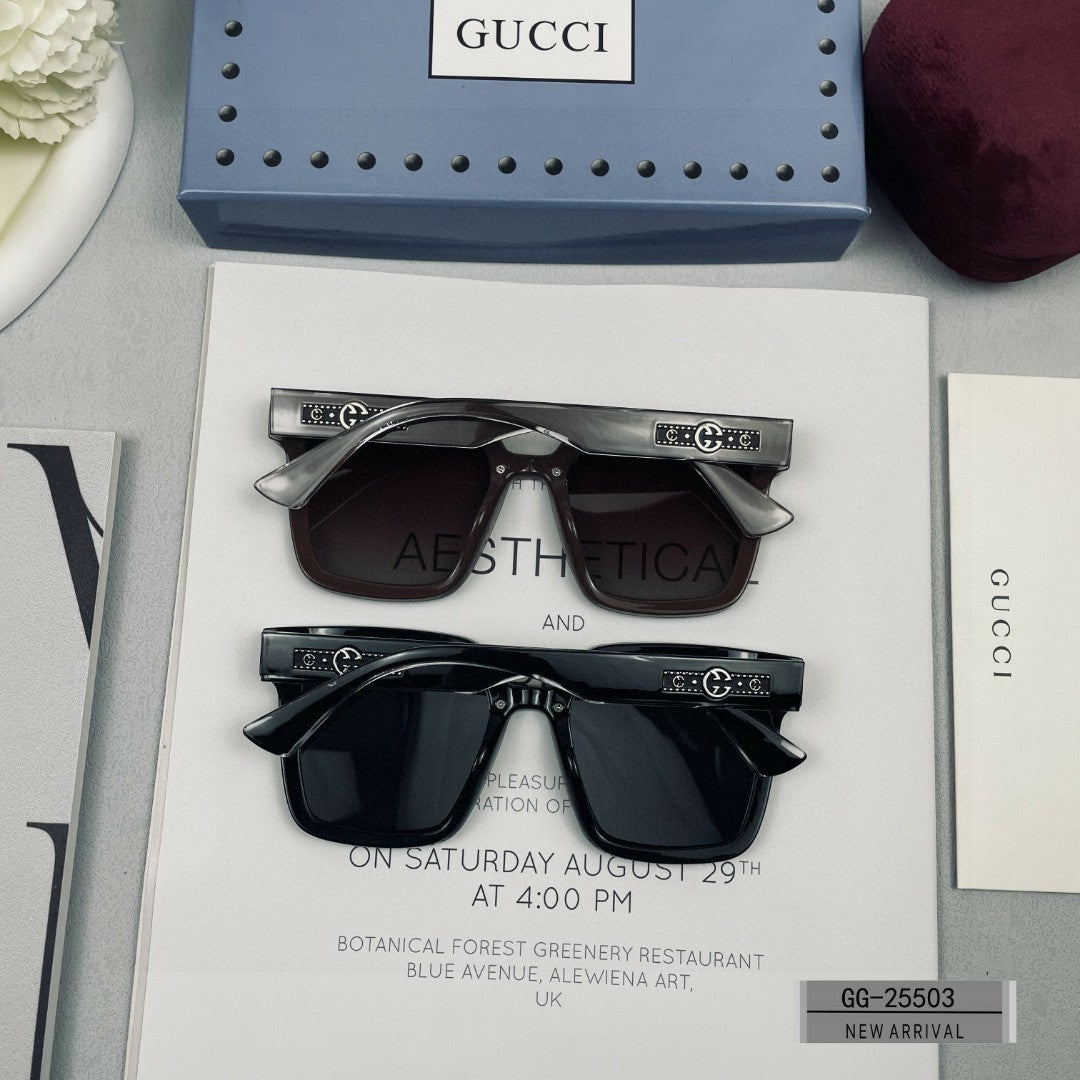 GUCCI EMBOSSED LOGO SQUARE FRAME SUNGLASSES 25503 IN ACETATE