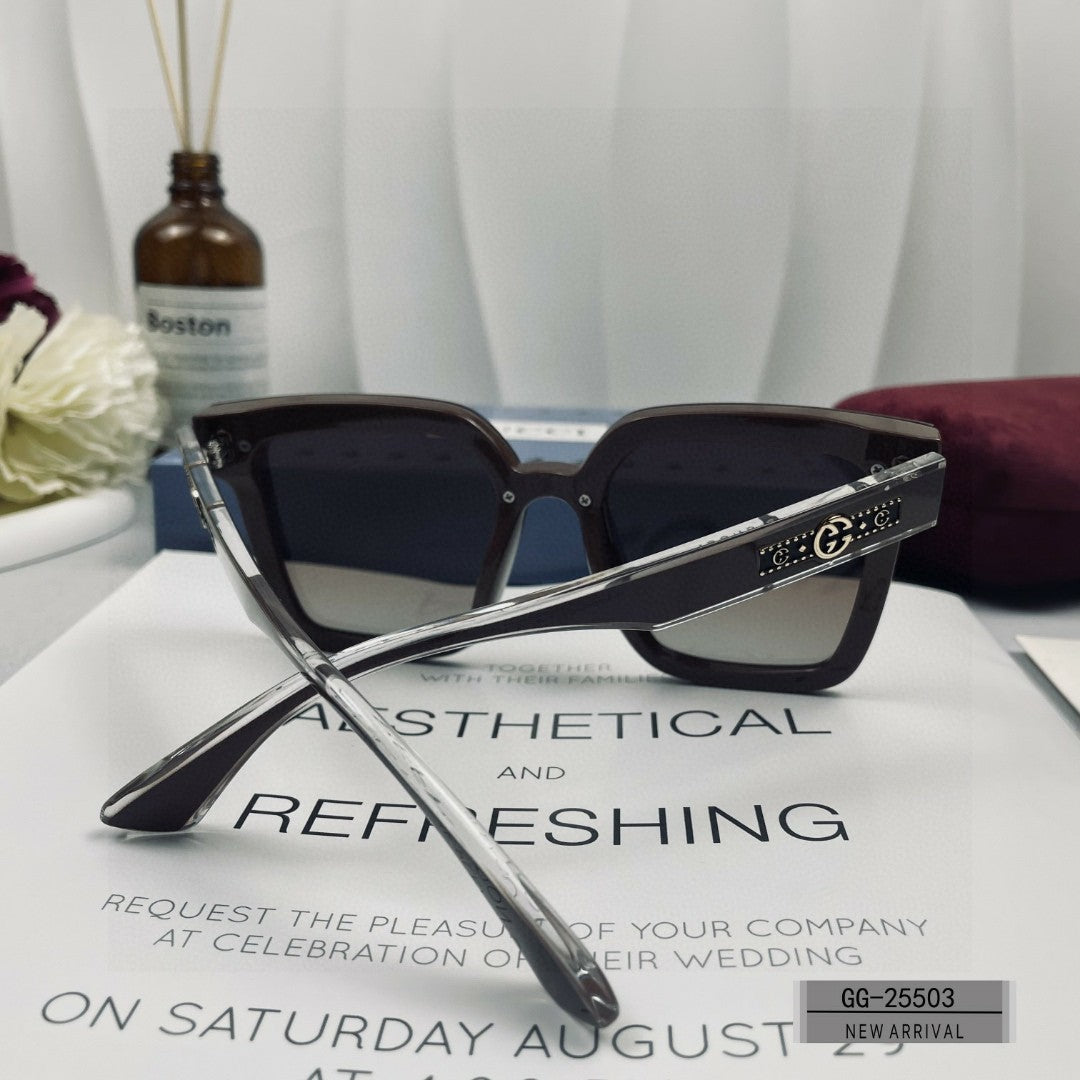 GUCCI EMBOSSED LOGO SQUARE FRAME SUNGLASSES 25503 IN ACETATE