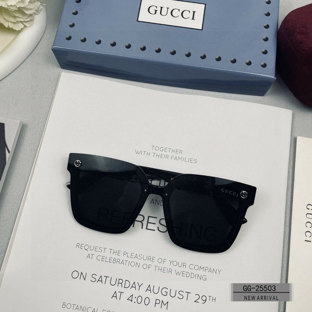 GUCCI EMBOSSED LOGO SQUARE FRAME SUNGLASSES 25503 IN ACETATE