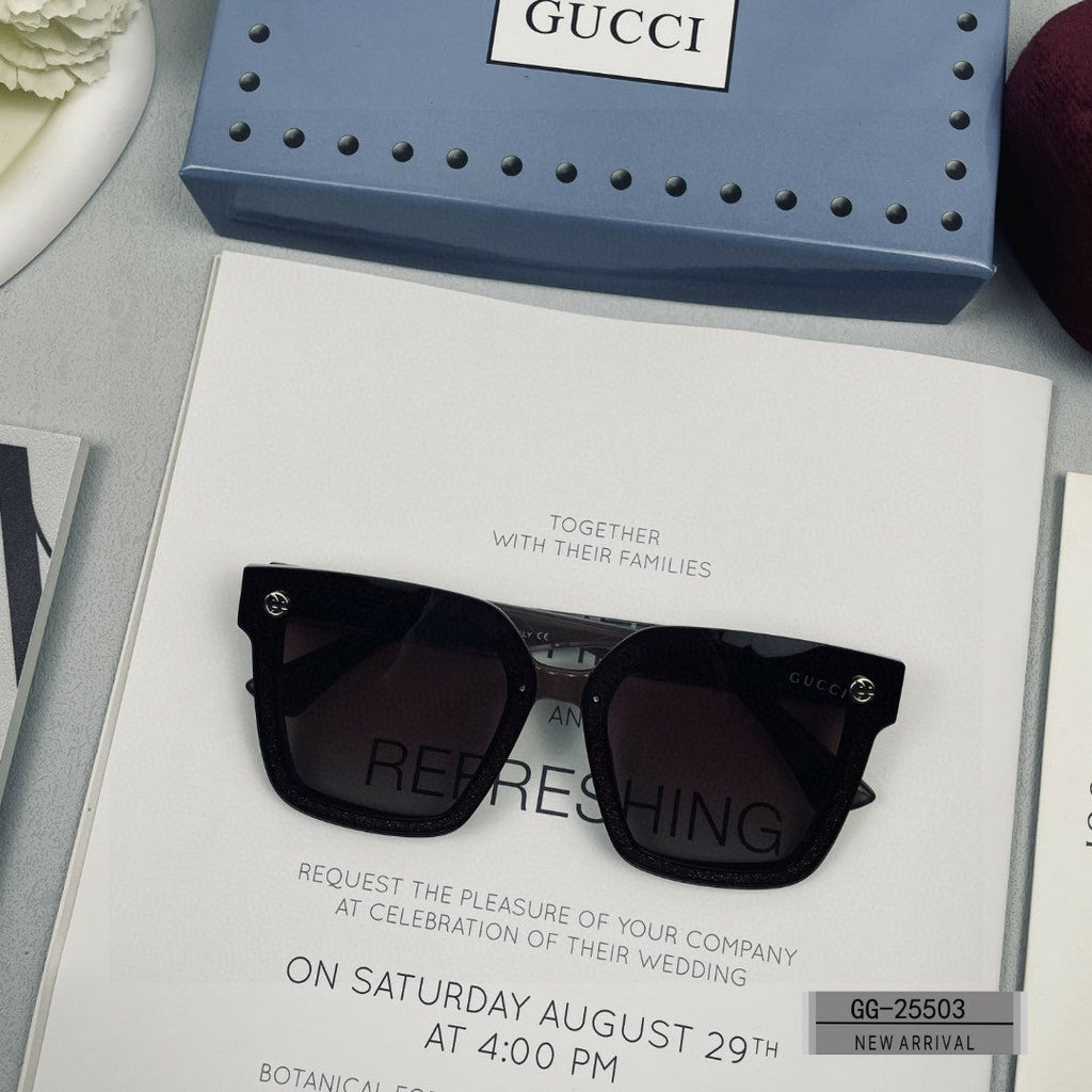 GUCCI EMBOSSED LOGO SQUARE FRAME SUNGLASSES 25503 IN ACETATE