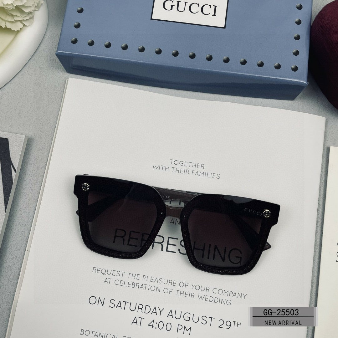 GUCCI EMBOSSED LOGO SQUARE FRAME SUNGLASSES 25503 IN ACETATE