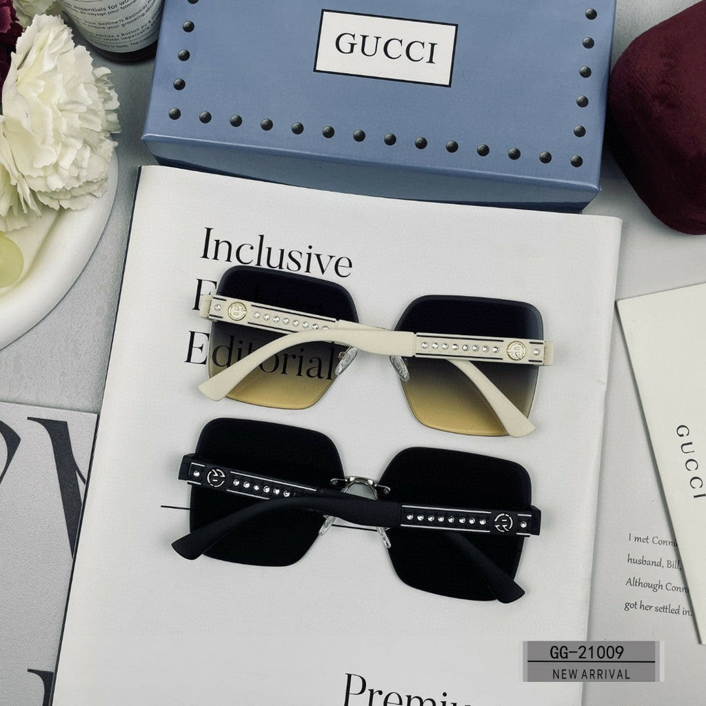 GUCCI CRYSTAL STUDDED SQUARE FRAME SUNGLASSES 21009 IN ACETATE