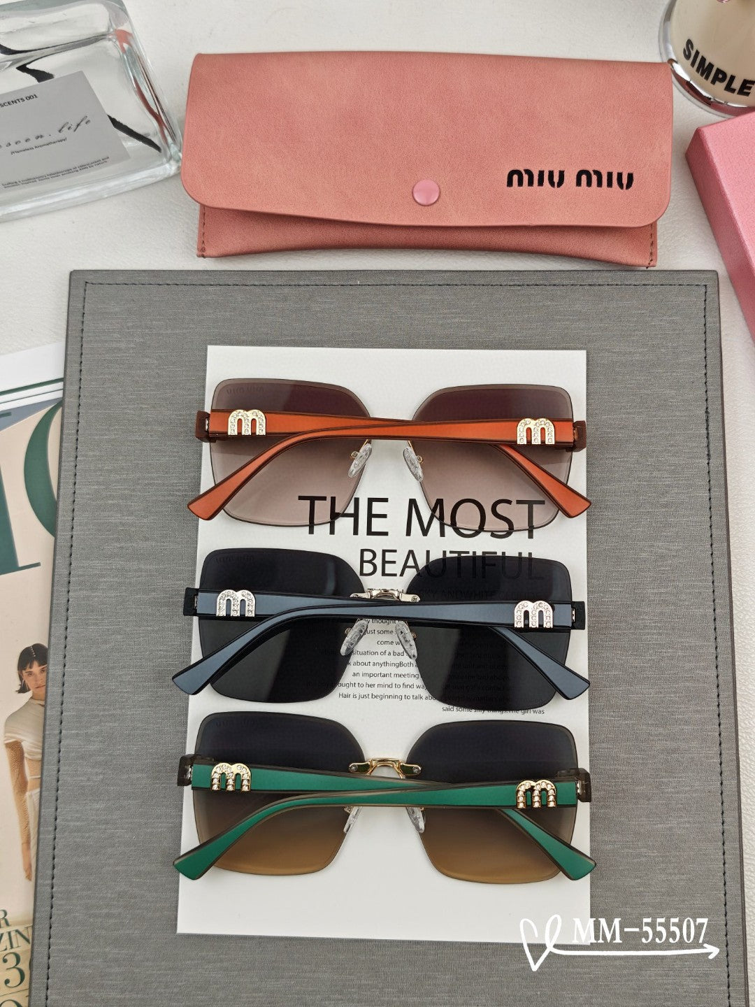 MIU MIU RUNWAY SQUARE SUNGLASSES 55507 IN ACETATE