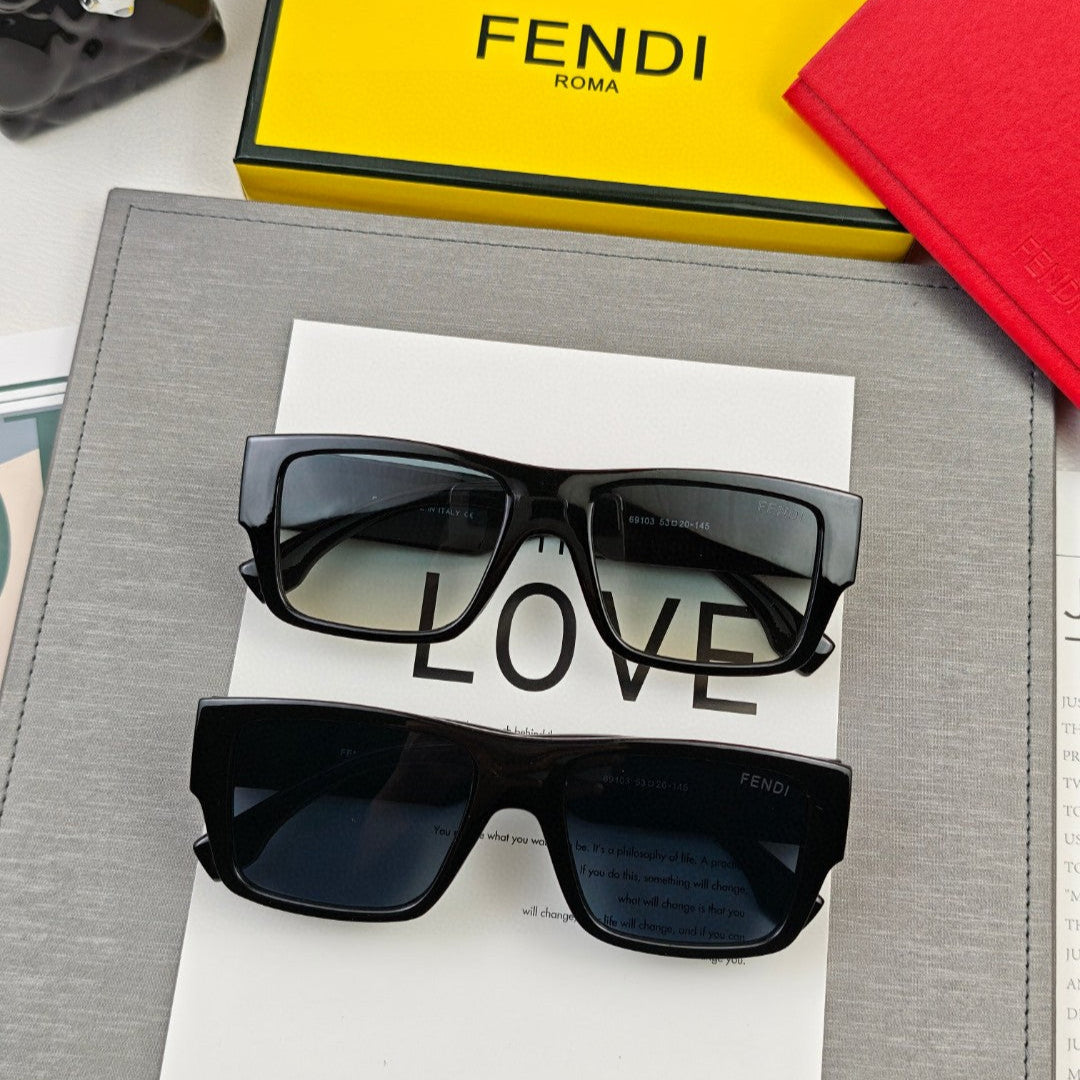 FENDI DIAGONAL RECTANGULAR FRAME SUNGLASSES 69103 IN ACETATE