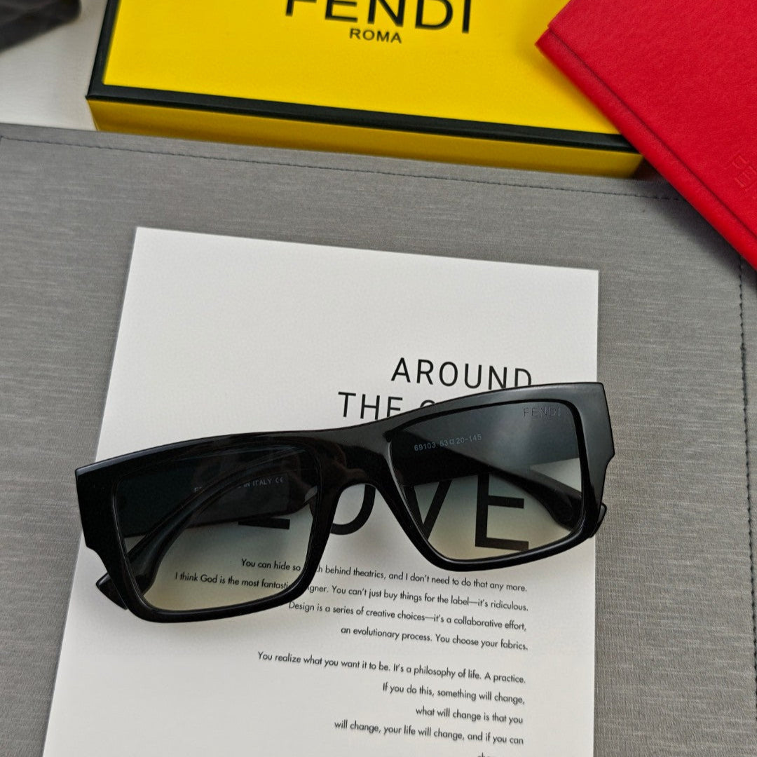 FENDI DIAGONAL RECTANGULAR FRAME SUNGLASSES 69103 IN ACETATE