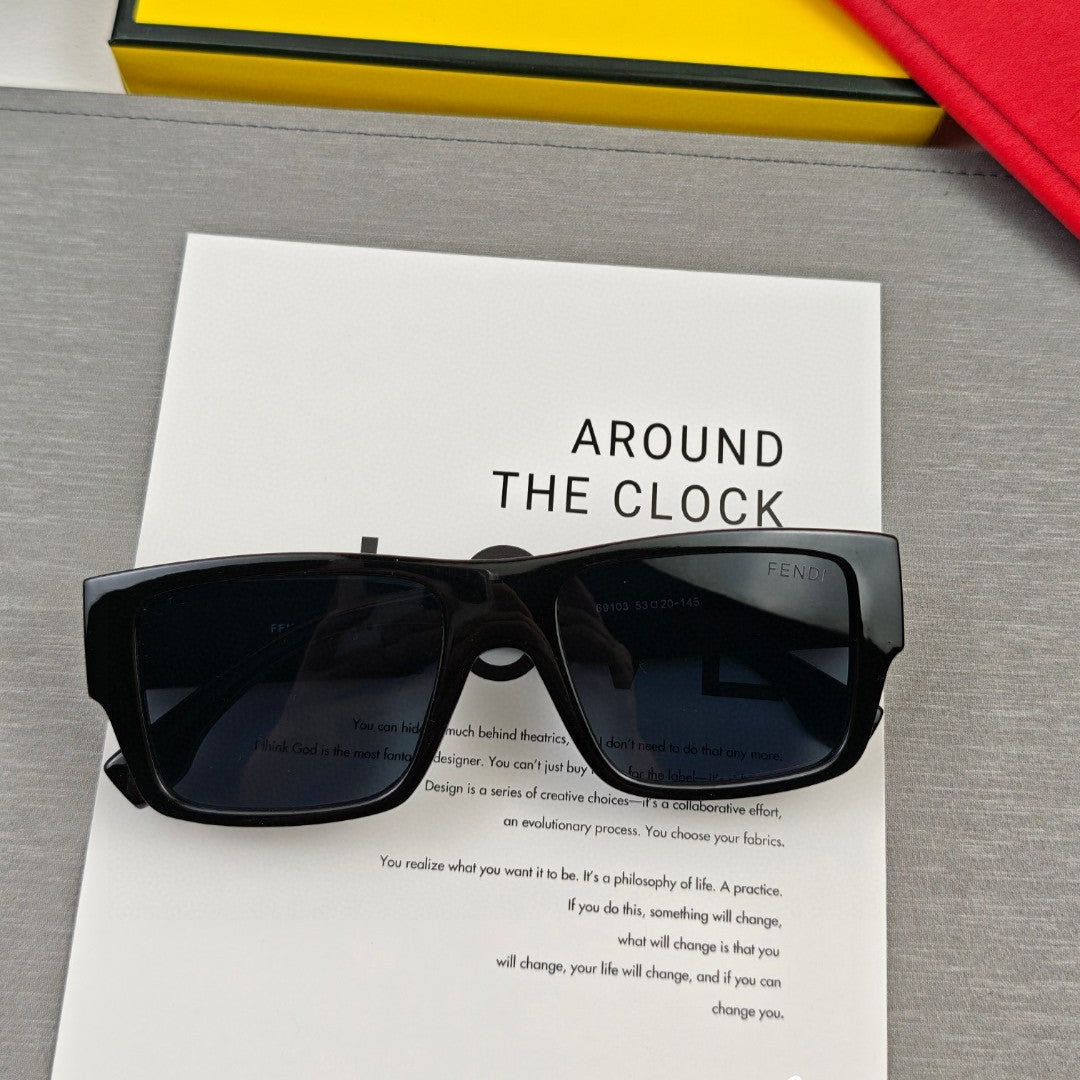 FENDI DIAGONAL RECTANGULAR FRAME SUNGLASSES 69103 IN ACETATE