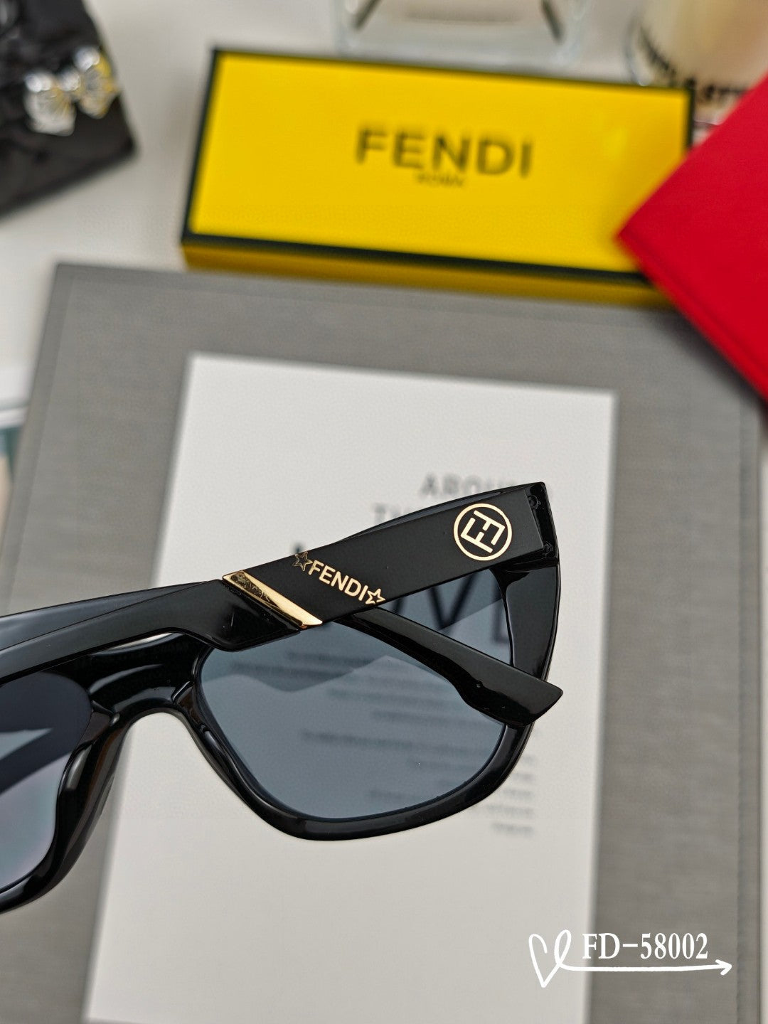 FENDI DIAGONAL CAT EYE FRAME SUNGLASSES 58002 IN ACETATE