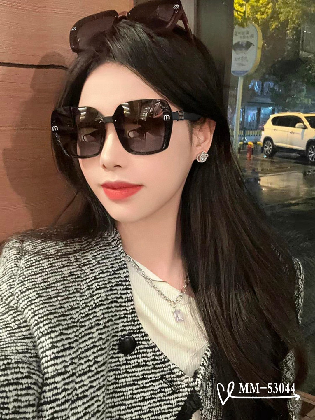 MIU MIU RUNWAY SQUARE SUNGLASSES 53044 IN ACETATE