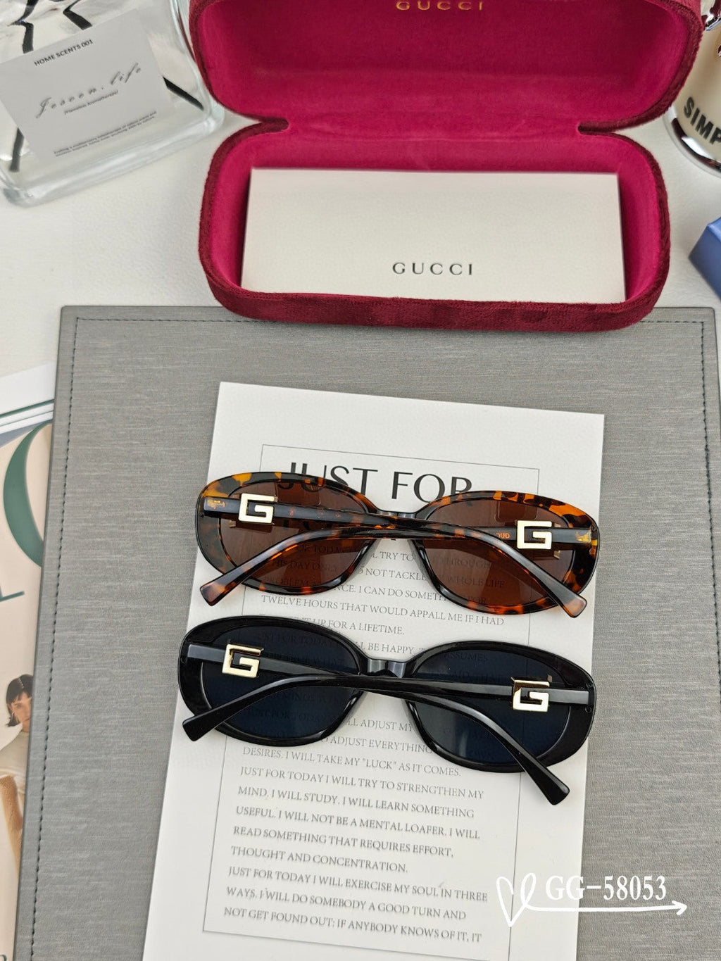 GUCCI OVAL FRAME SUNGLASSES 58053 IN ACETATE
