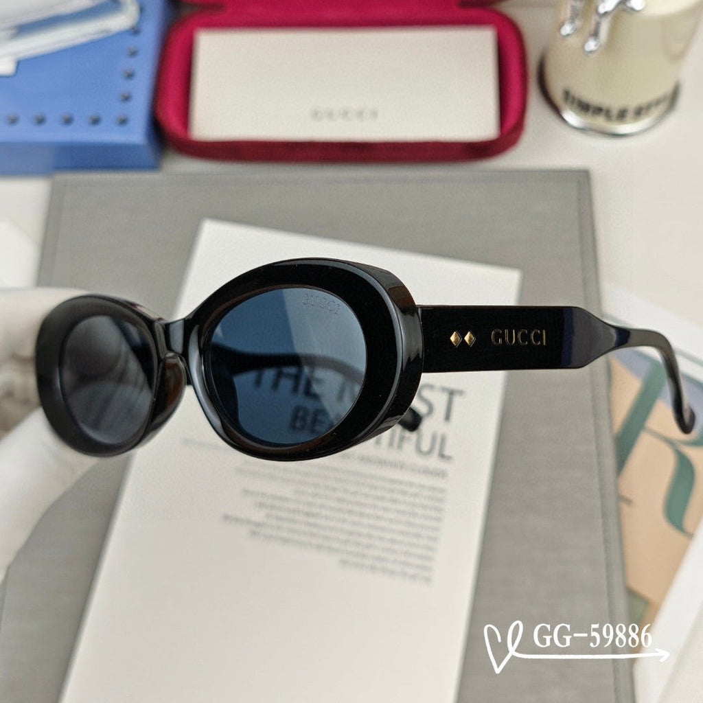 GUCCI OVAL FRAME SUNGLASSES 59886 IN ACETATE