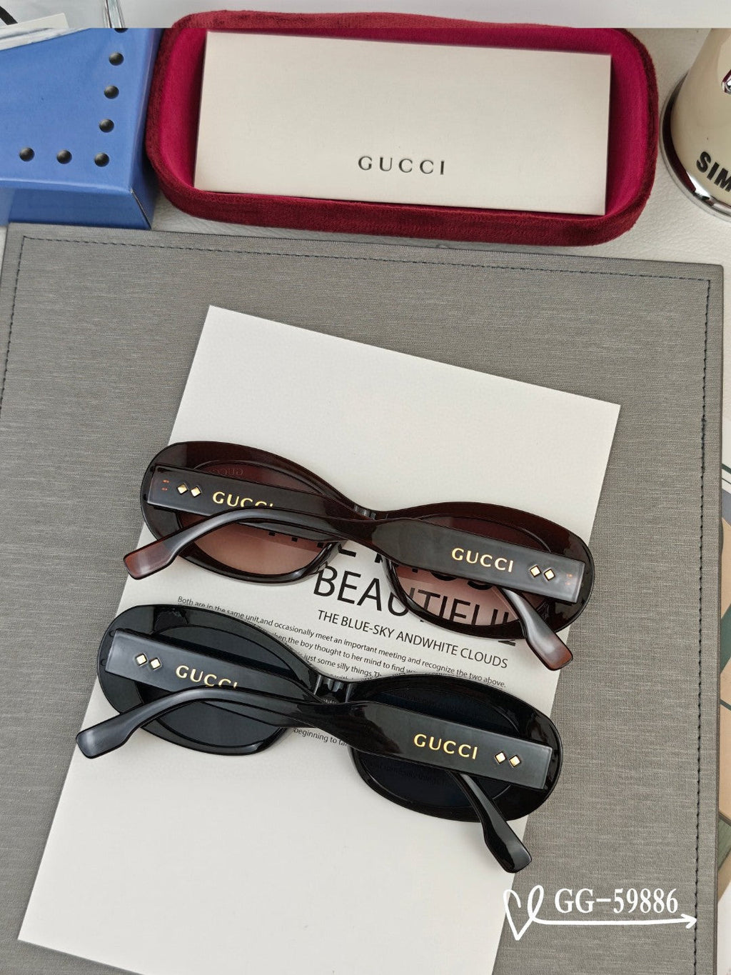 GUCCI OVAL FRAME SUNGLASSES 59886 IN ACETATE